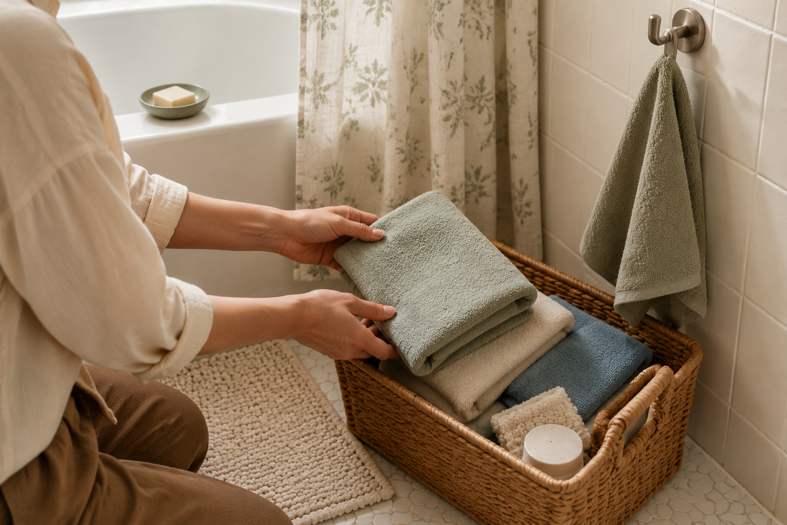 An everyday bathroom being refreshed with practical shower details
